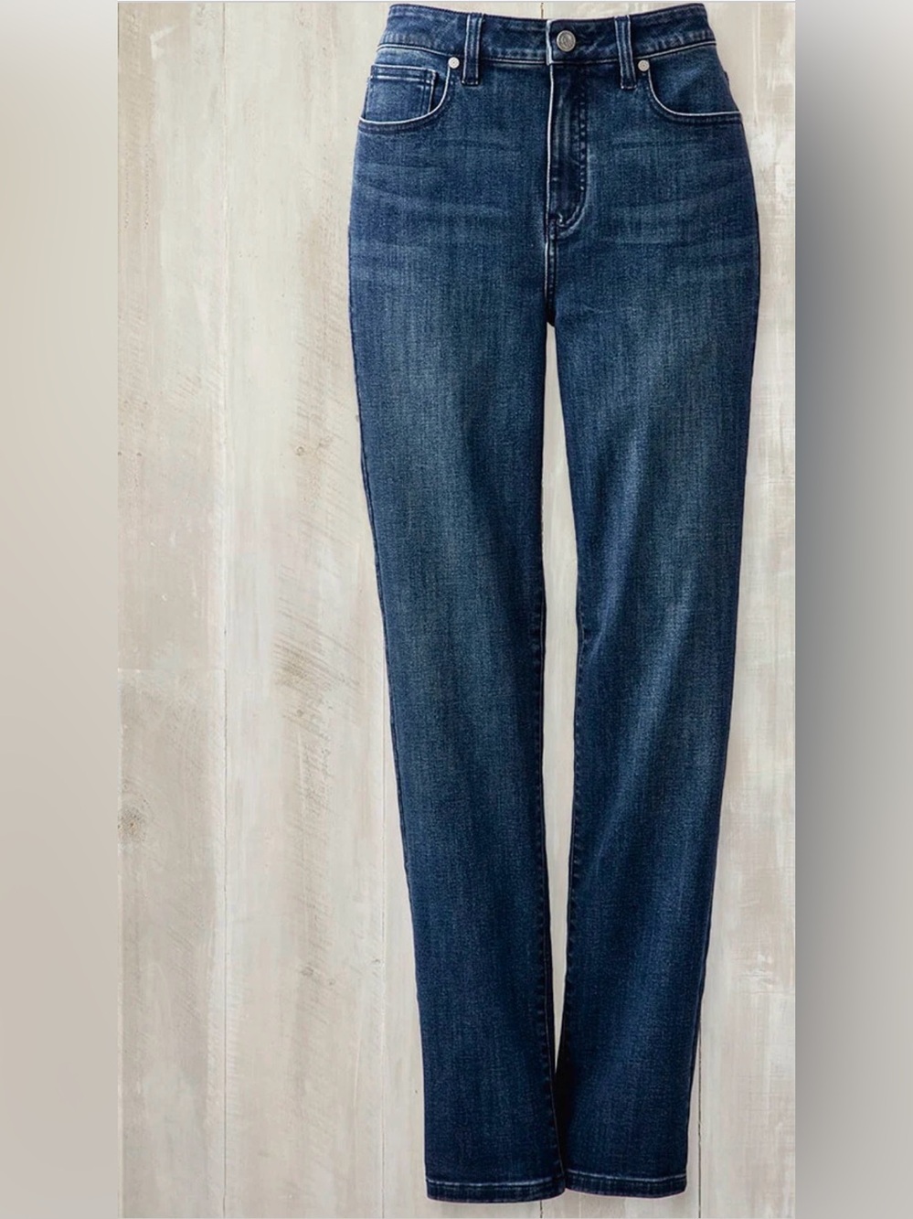 Coldwater Creek High-Rise Straight Leg Jeans Size 12 ShapeMe Deep Ocean Wash